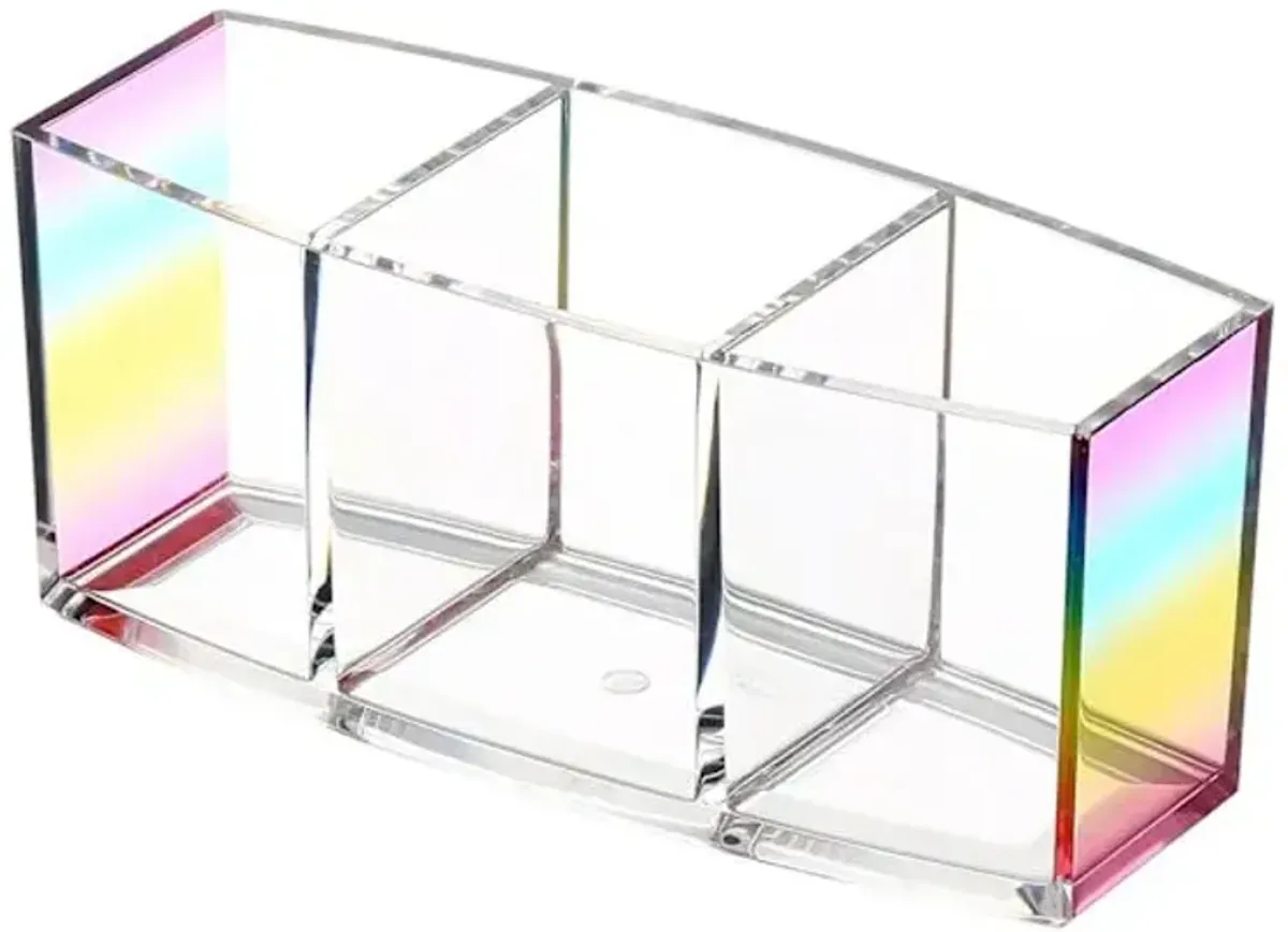3-Compartment Rainbow Oval Cosmetic Organizer