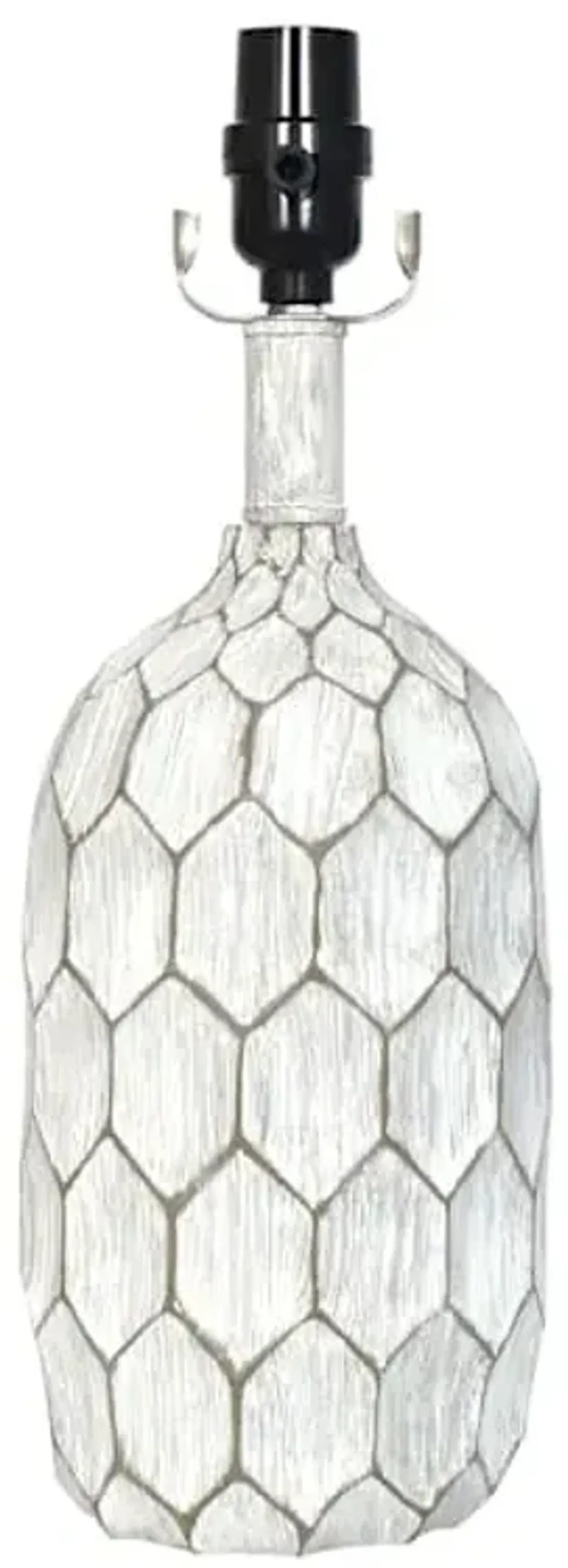 White Distressed Honeycomb Small Lamp Base, 15"
