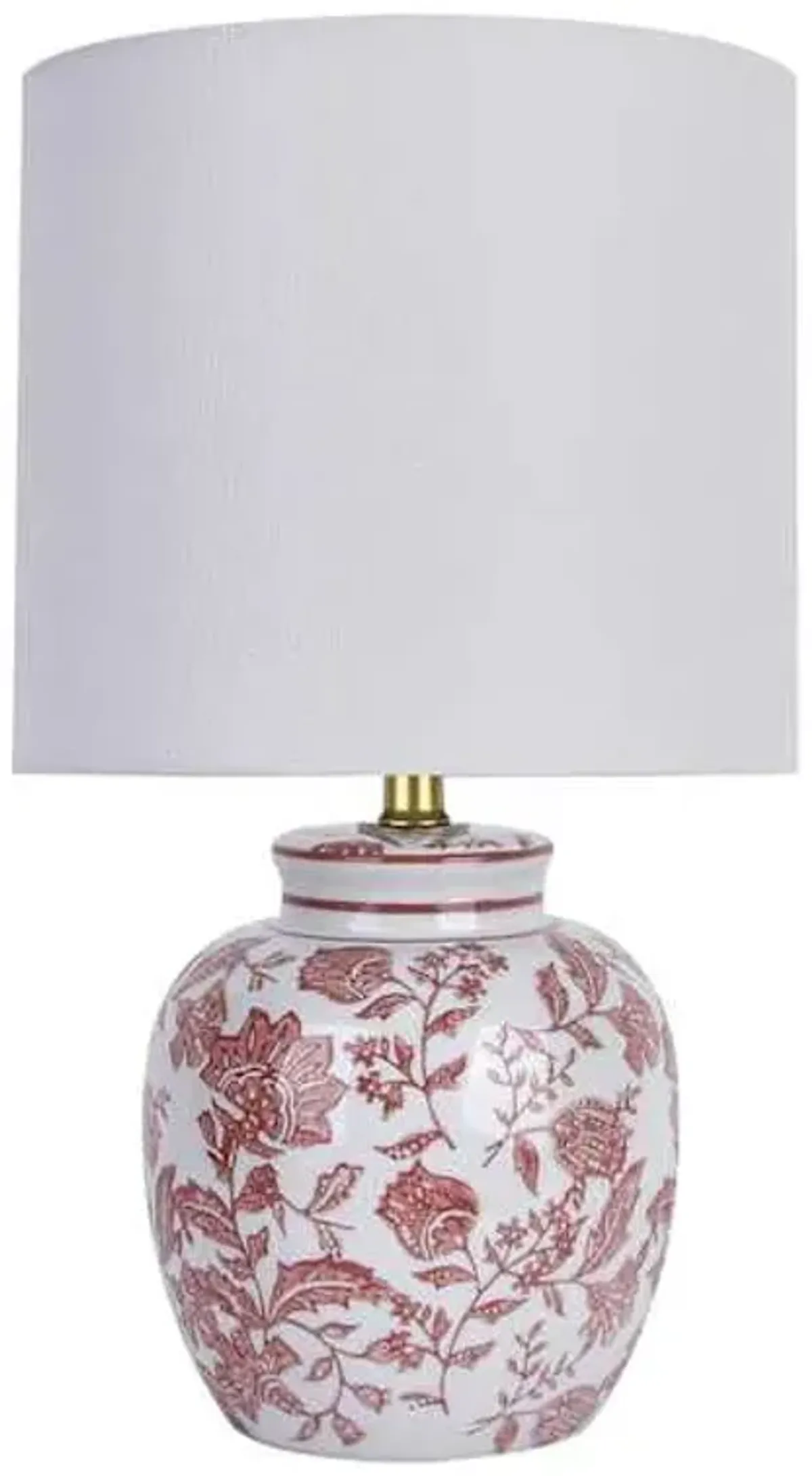 Providence Red Ceramic Chinoiserie Small Table Lamp with Shade, 14"