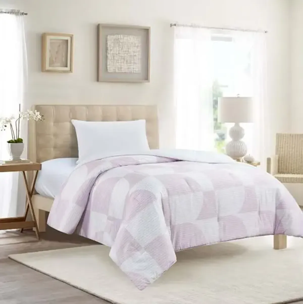 Purple Geo Printed Brushed Microfiber Comforter, Twin/Twin XL