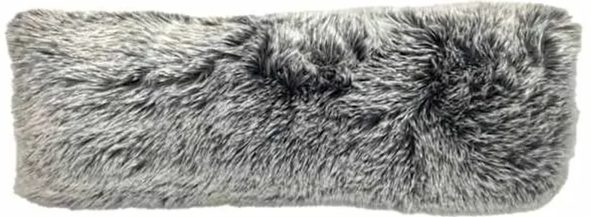 Grey Tipped Faux Fur Throw Pillow, 14x36
