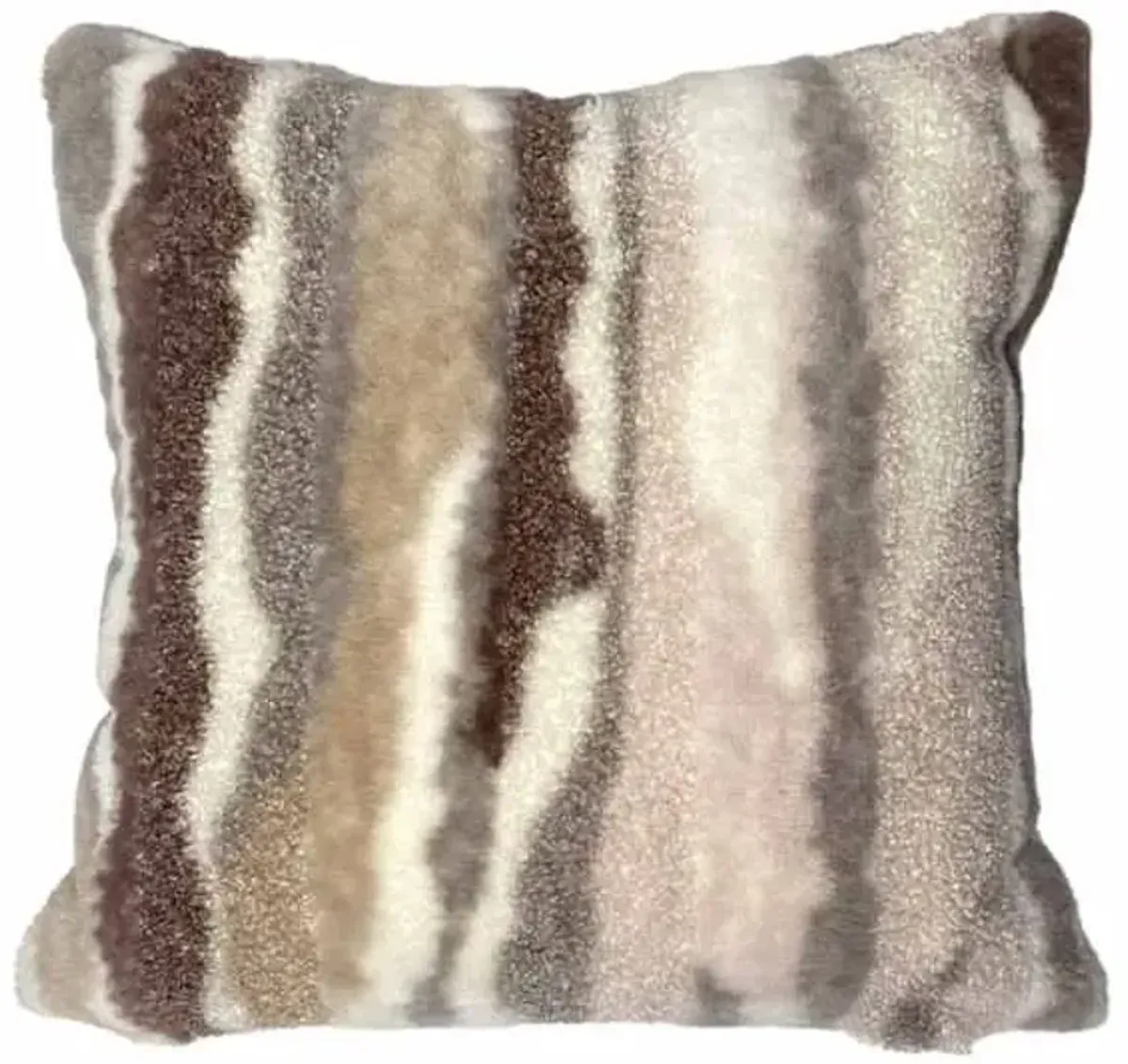 Multi-Textured Marble Faux Fur Throw Pillow, 18"