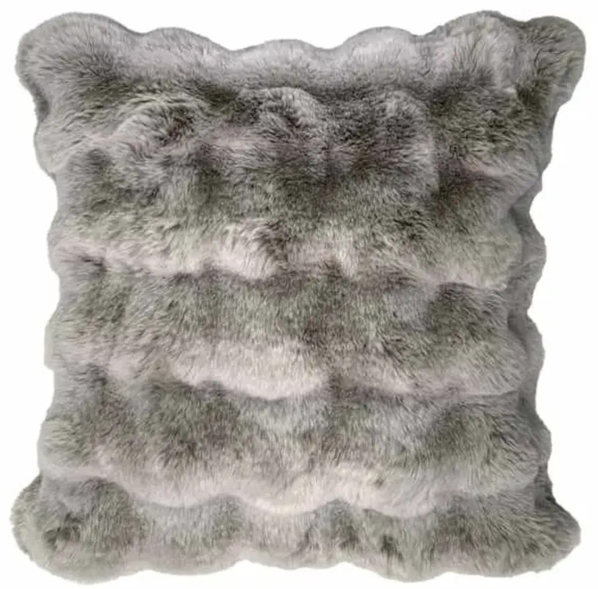 Greige Luxury Pom-Pom Faux Fur Throw Pillow, 18"