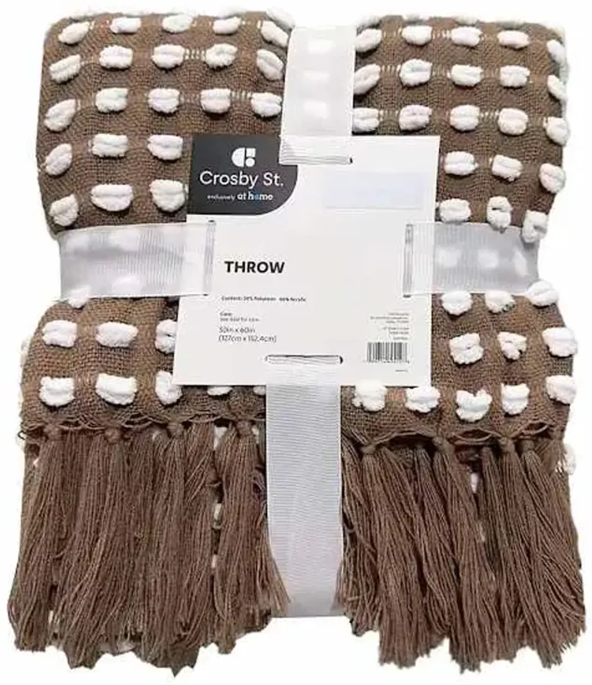 Crosby St. Brown Woven Fringe Throw Blanket, 50x60