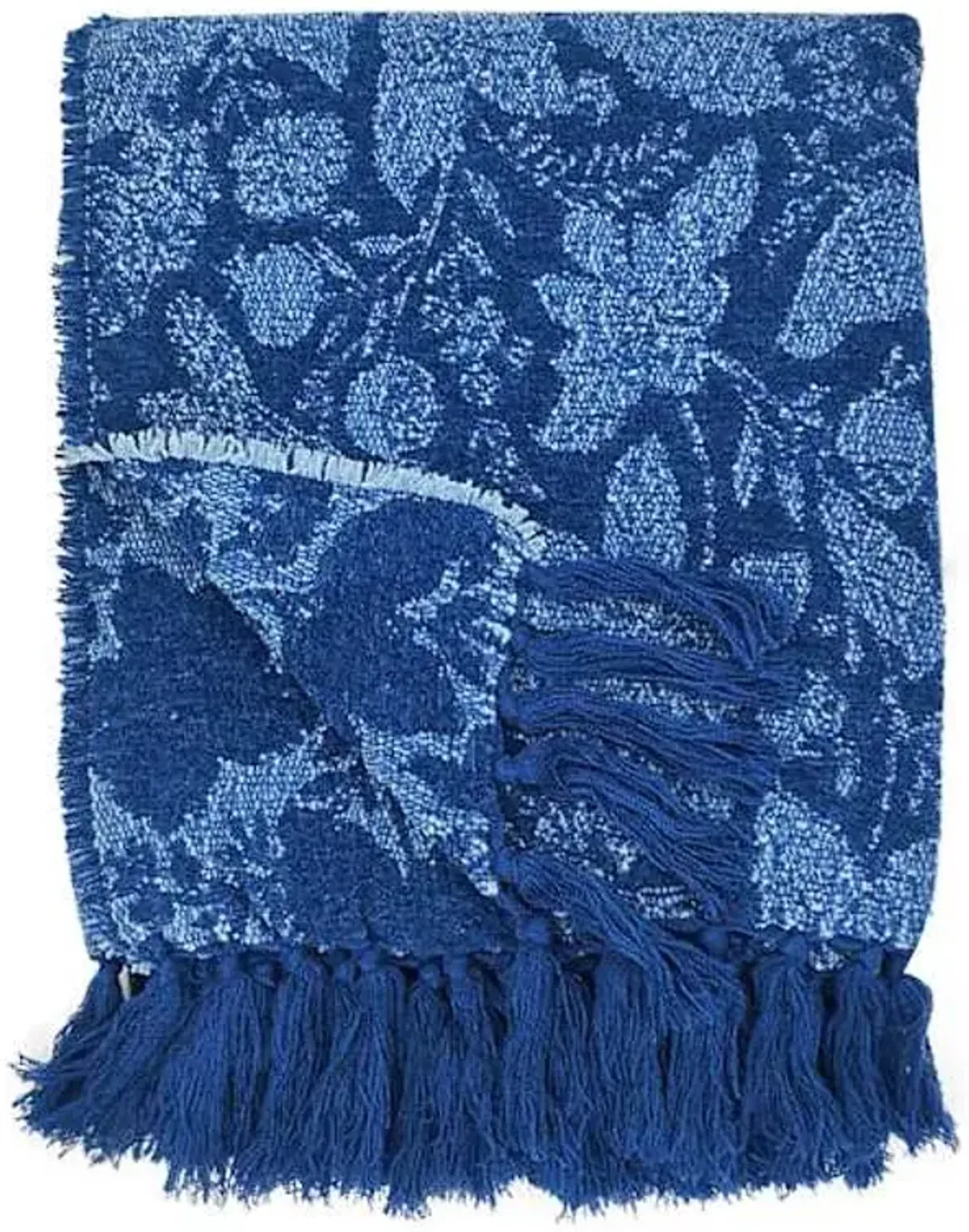 Blue Floral Woven Throw Blanket, 50x60