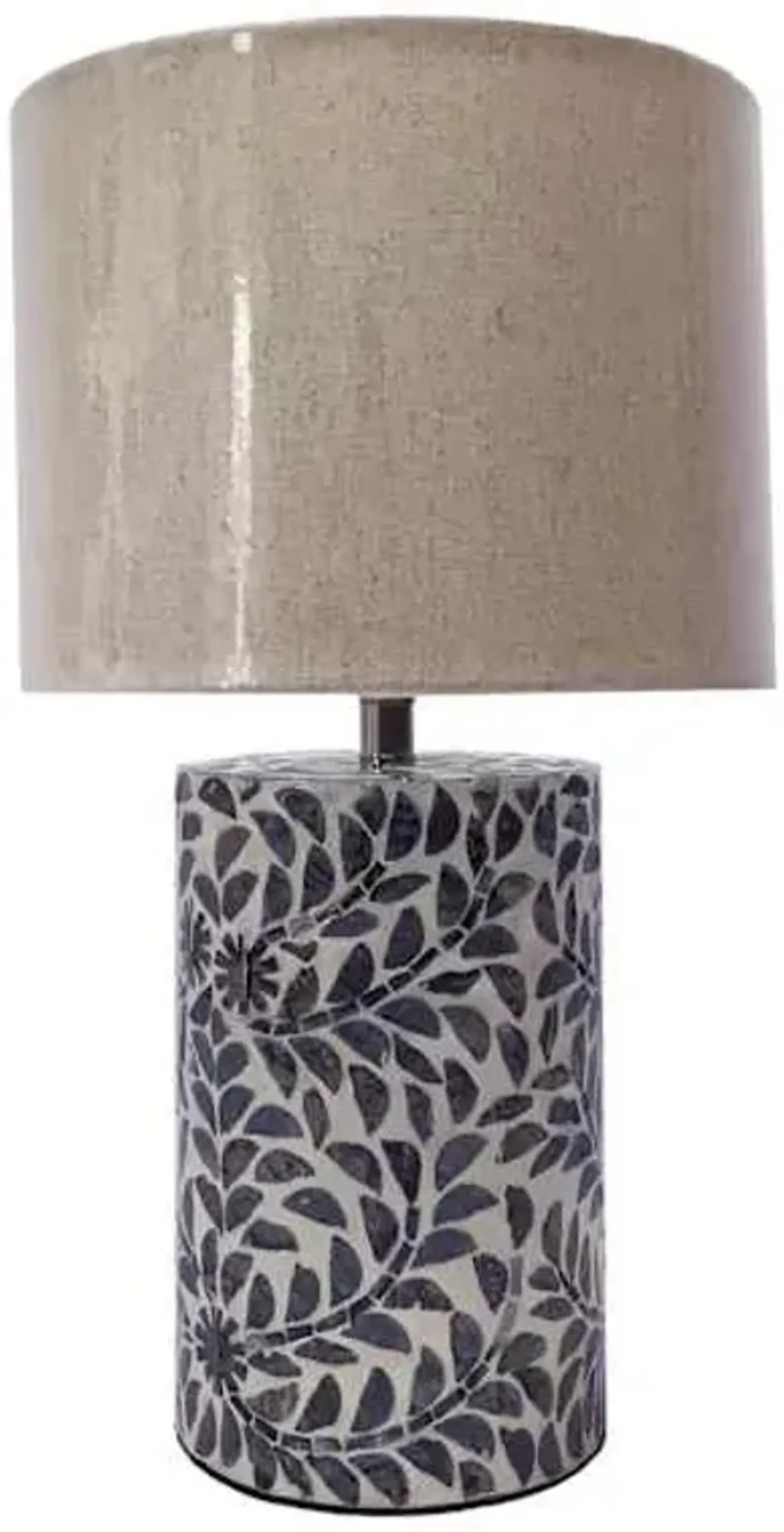 Tracey Boyd Black & White Inlay Mosaic Small Table Lamp with Shade, 18"