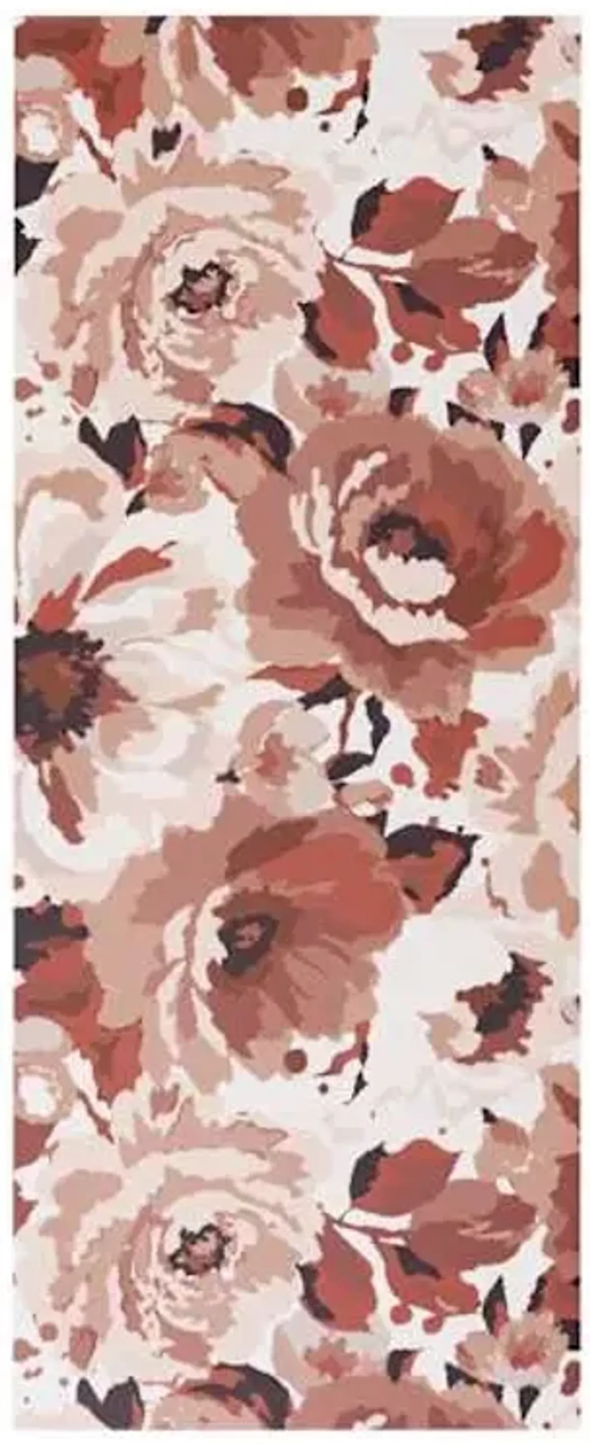 Blush & Black Floral Vinyl Runner, 2x5