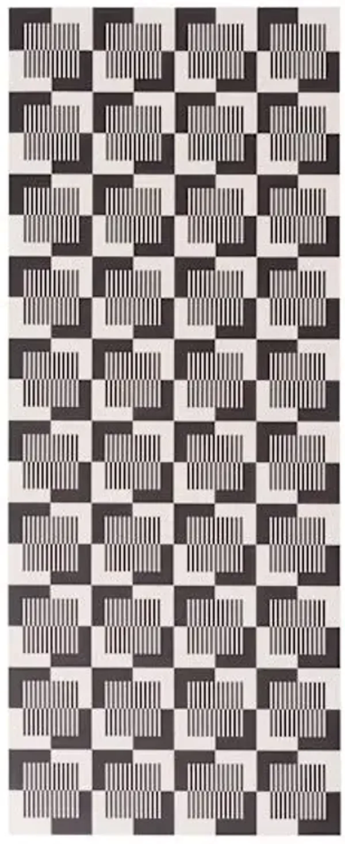 Black & Ivory Geo Vinyl Runner, 2x5