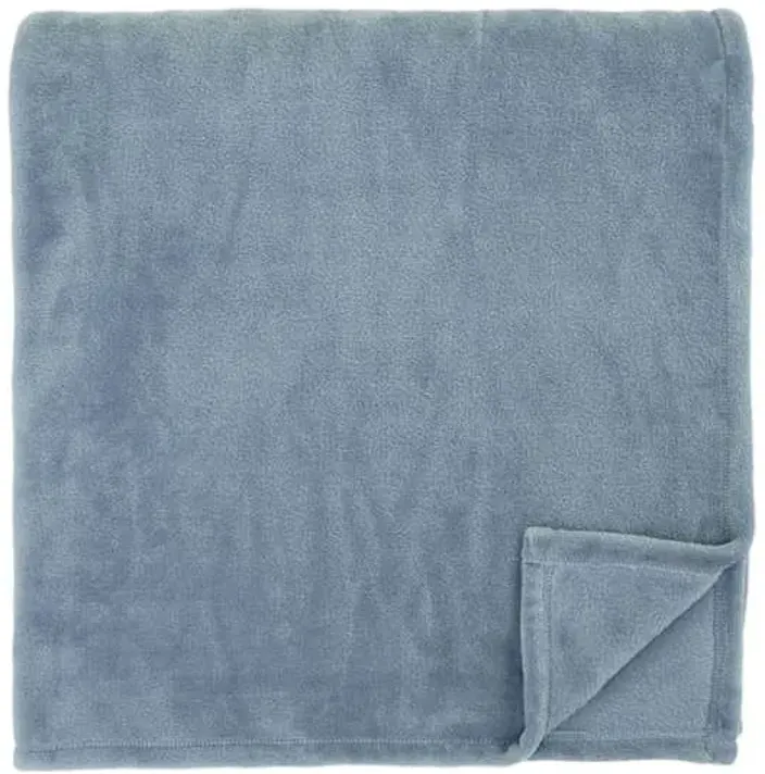 Light Blue Plush Bed Blanket, Full/Queen