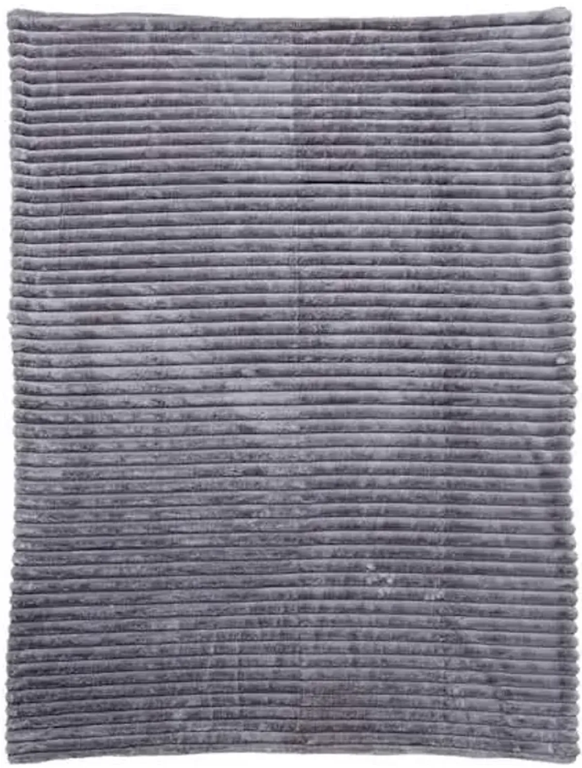 Dark Grey Channel Faux Fur Throw Blanket, 60x80