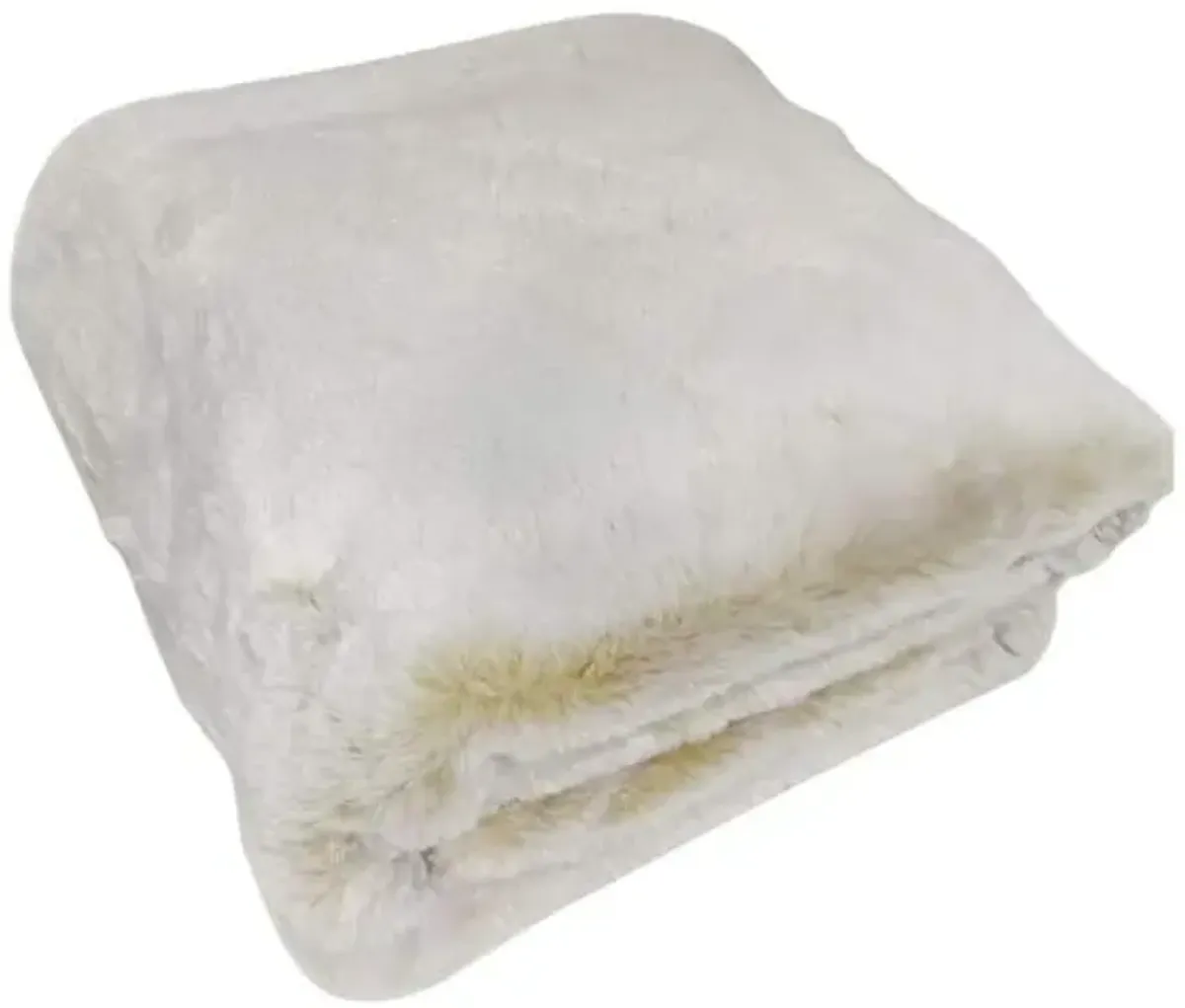 Ivory Luxury Chinchilla Faux Fur Throw Blanket, 50x60