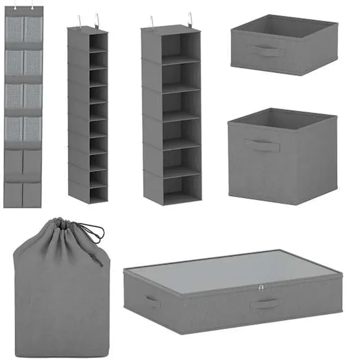 6-Piece Closet Organization Set, Grey