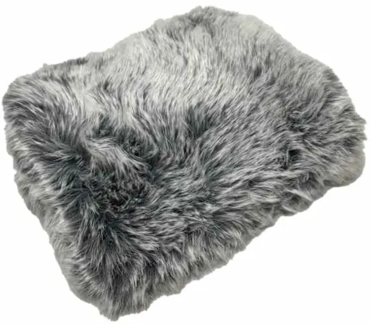 Grey Tipped Faux Fur Throw Blanket, 50x60