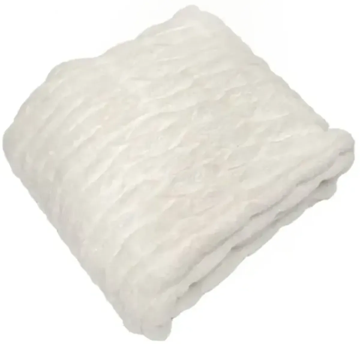 Beige Ruched Faux Fur Throw Blanket, 50x60