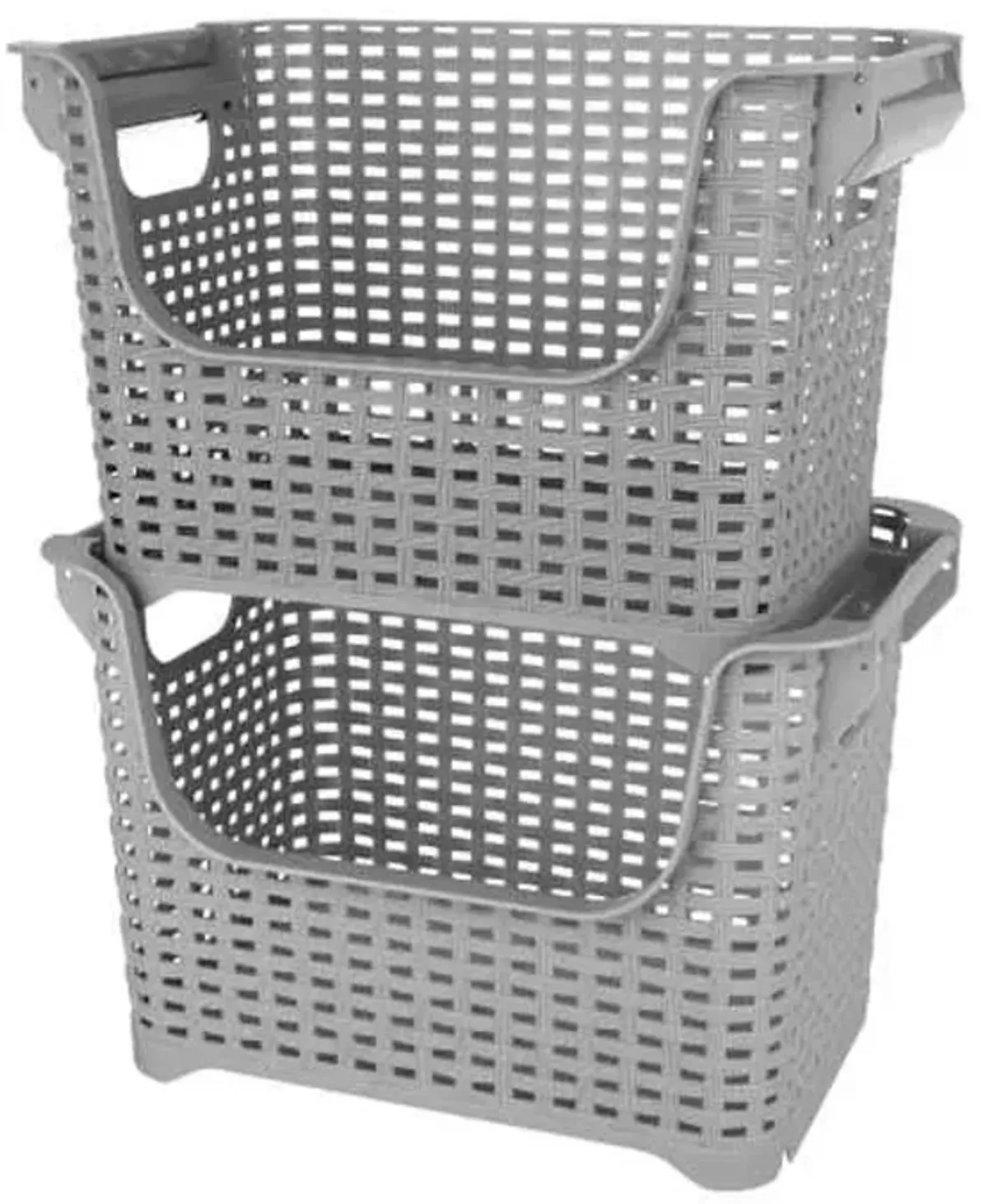 Crossover Weave Stackable Storage Basket, Grey