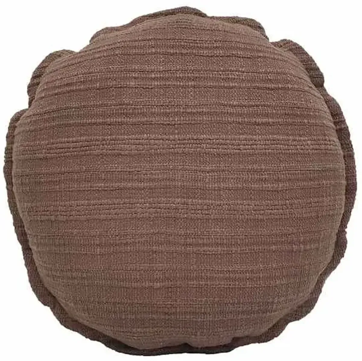 Brown Striped Slub Round Throw Pillow, 16"