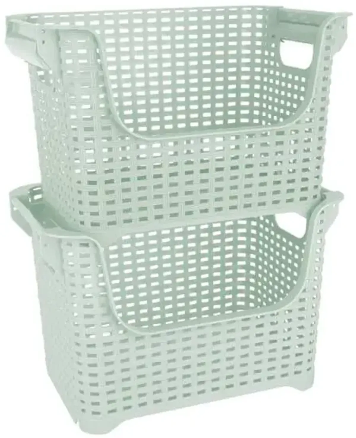 Crossover Weave Stackable Storage Basket, Mint