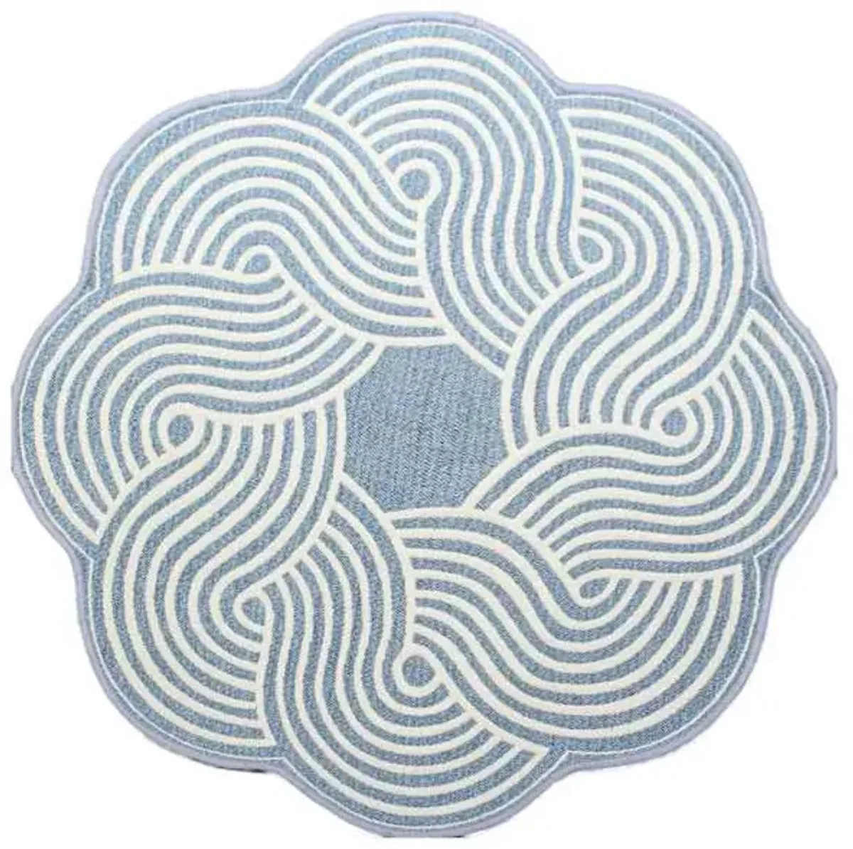 Elmbrook Slate Blue Border Round Washable Accent Rug, 3'