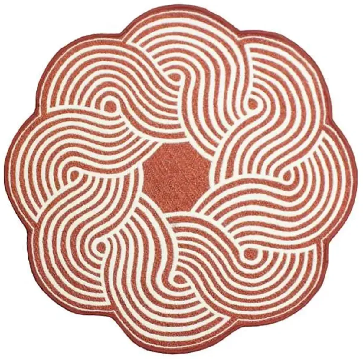 Elmbrook Red Border Round Washable Accent Rug, 3'