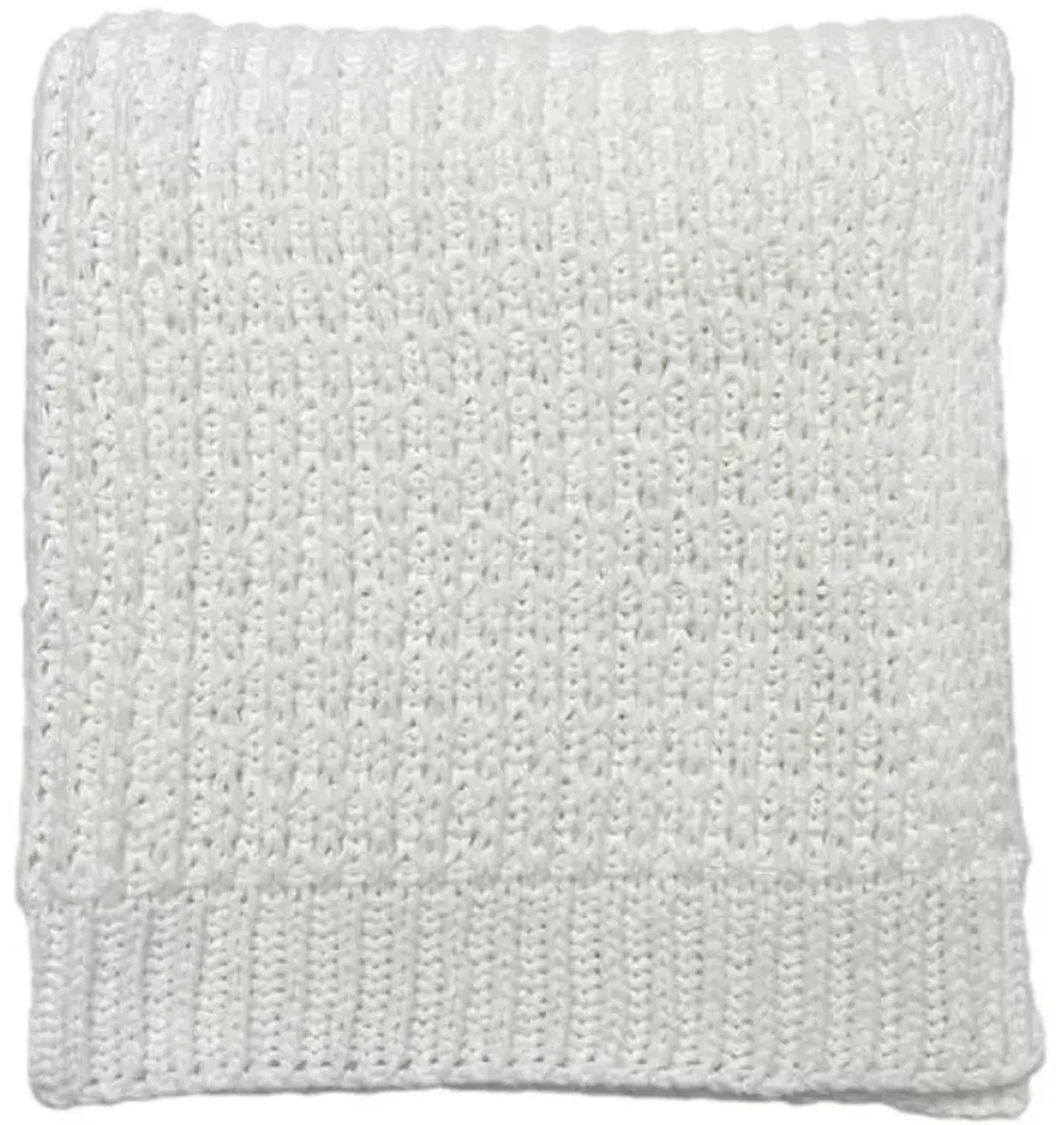 White Chenille Knit Throw Blanket, 50x60