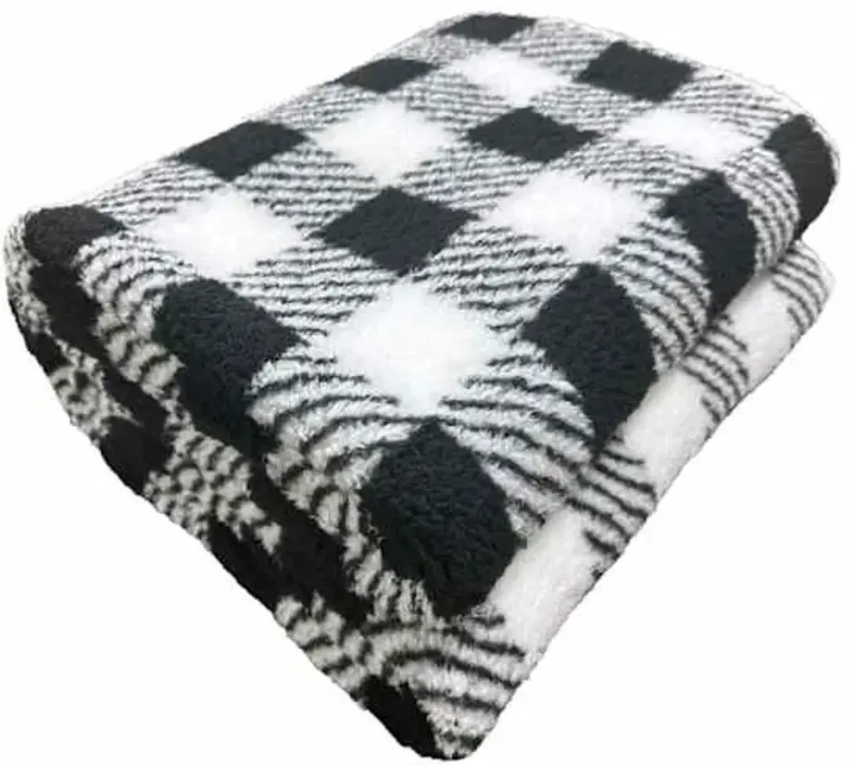 Black Buffalo Plaid Sherpa Throw Blanket, 50x60
