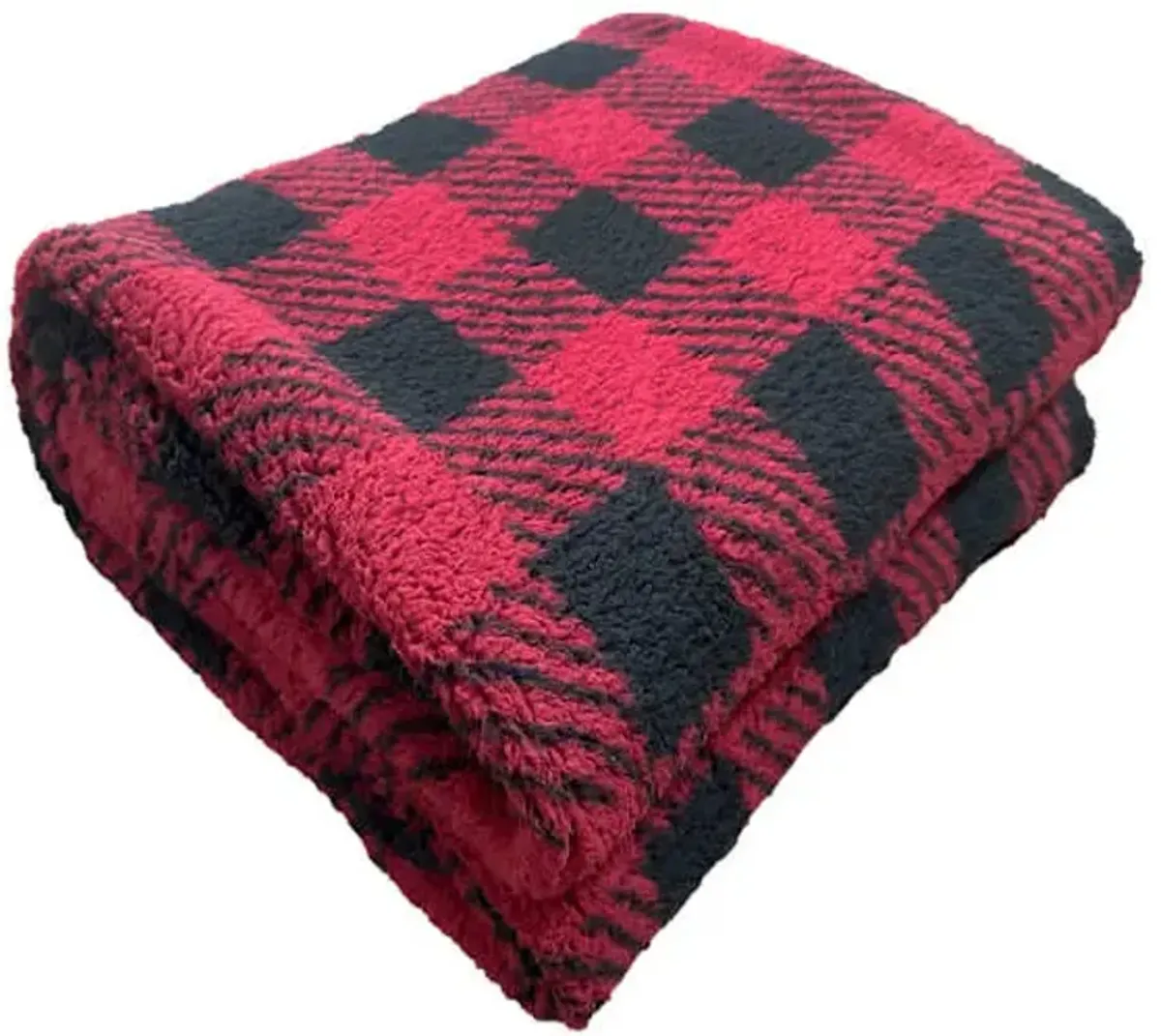 Red & Black Buffalo Plaid Sherpa Throw Blanket, 50x60