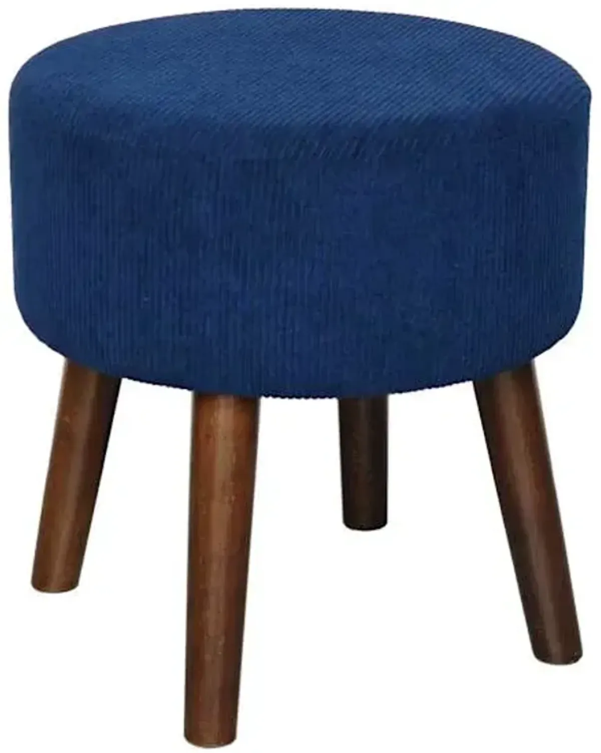 Emmy Stool with Wooden Legs, Navy Corduroy