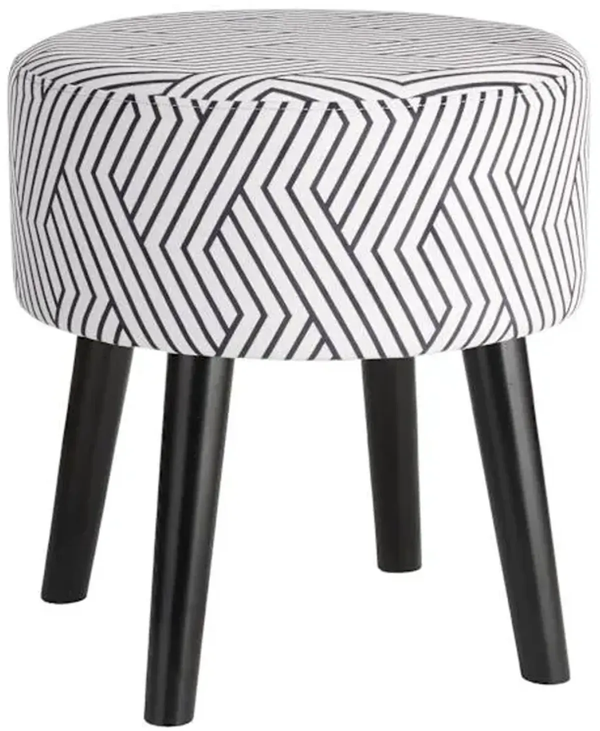 Emmy Stool with Black Wooden Legs, Black Lines