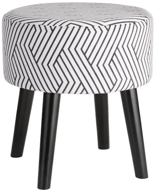 Emmy Stool with Black Wooden Legs, Black Lines