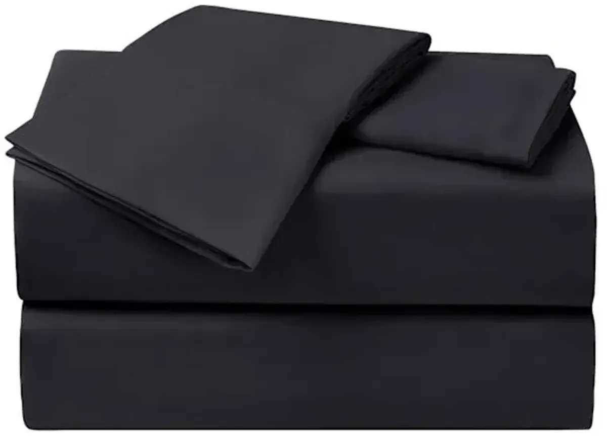 4-Piece Black Cooling Microfiber Sheet Set, King
