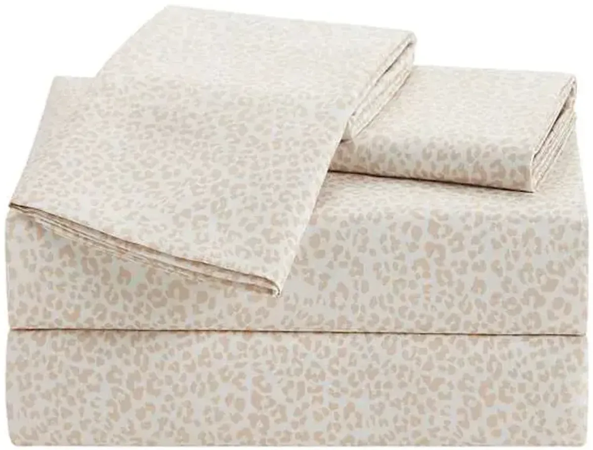 4-Piece Leopard Print Cooling Microfiber Sheet Set, King