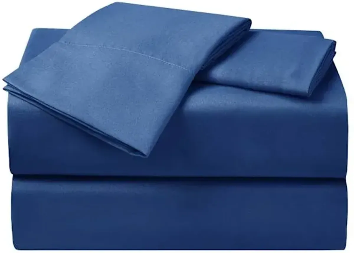 4-Piece Navy Blue Cooling Microfiber Sheet Set, Queen