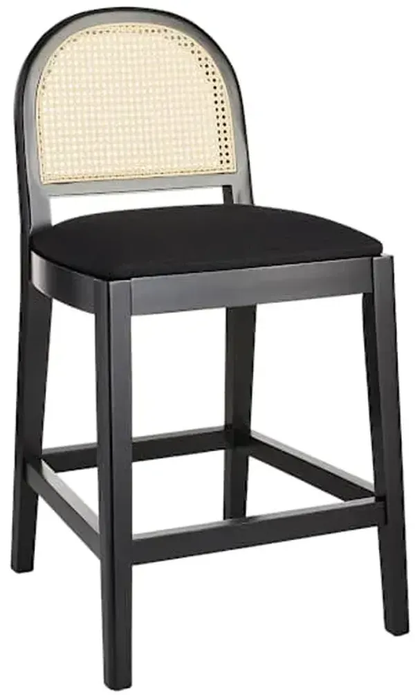 Athena Cane Back Counter Stool - Black