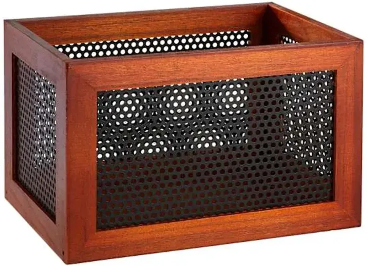 Wood & Metal Rectangle Storage Basket, Medium