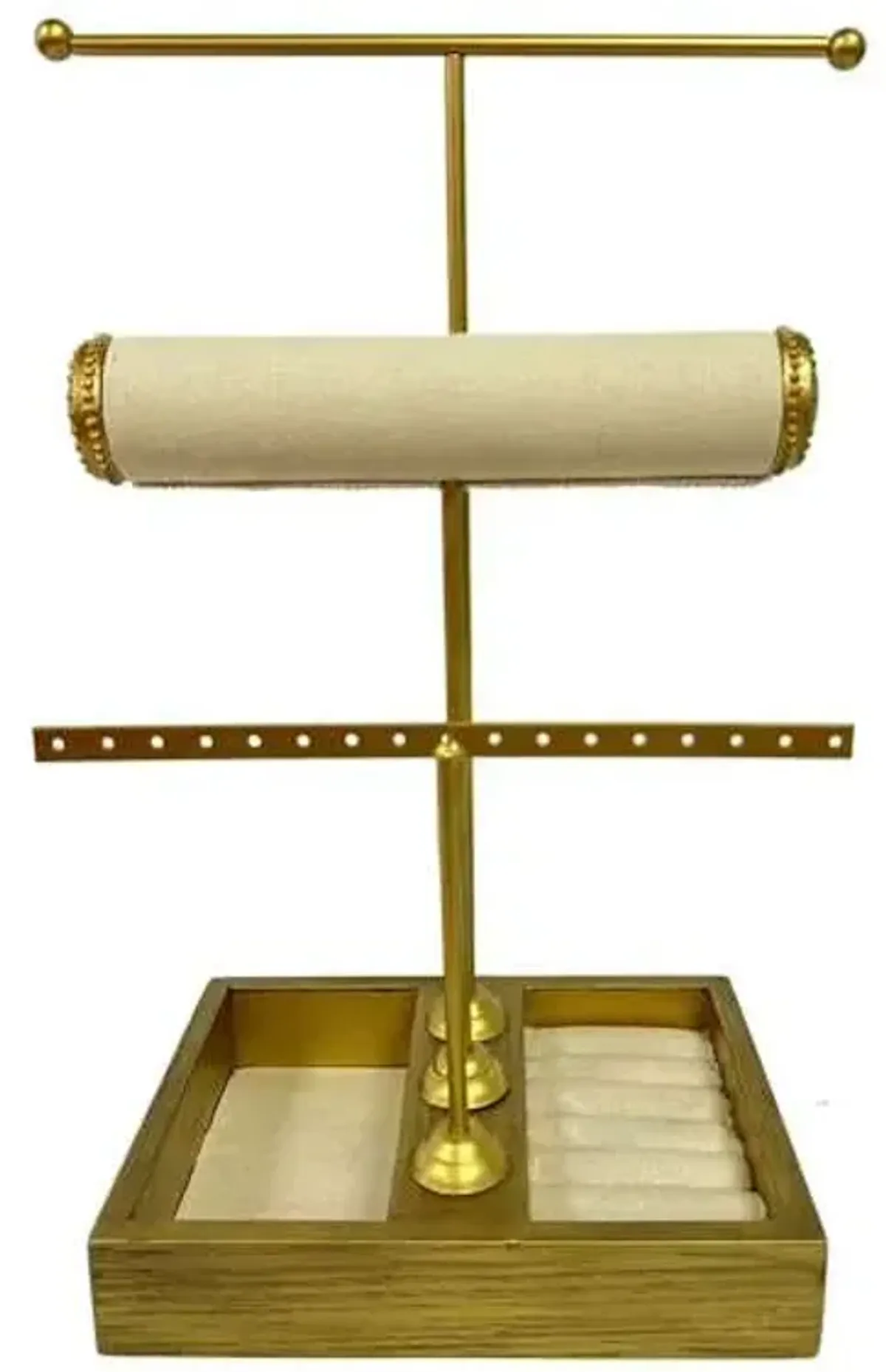 Gold Metal & Fabric Jewelry Stand