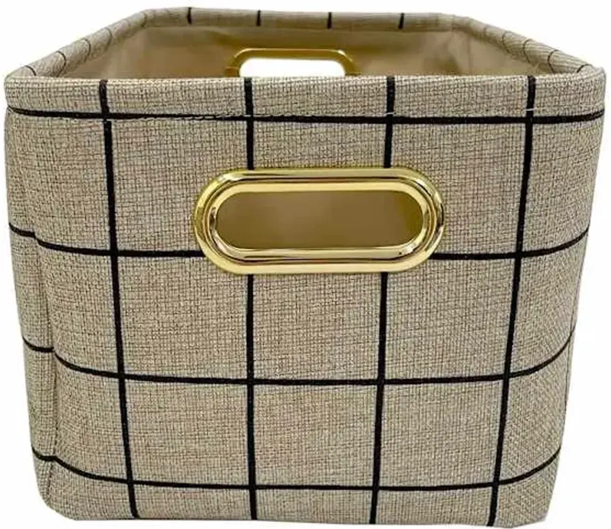 Honeybloom Grid Print Canvas Storage Basket, Medium