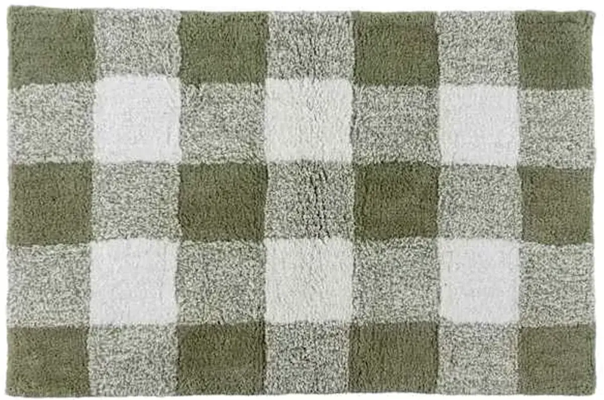 Sage Buffalo Check Tufted Cotton Bath Rug, 20x30