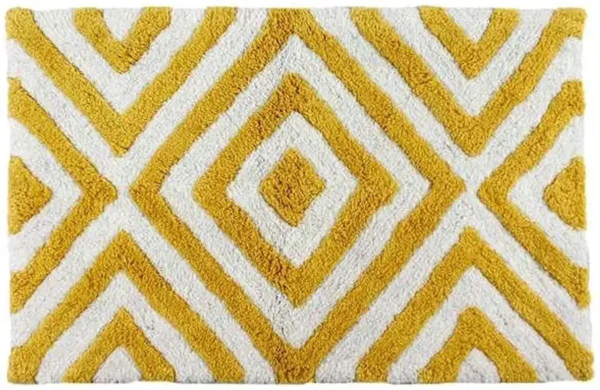 Yellow Diamond Tufted Bath Rug, 20x30