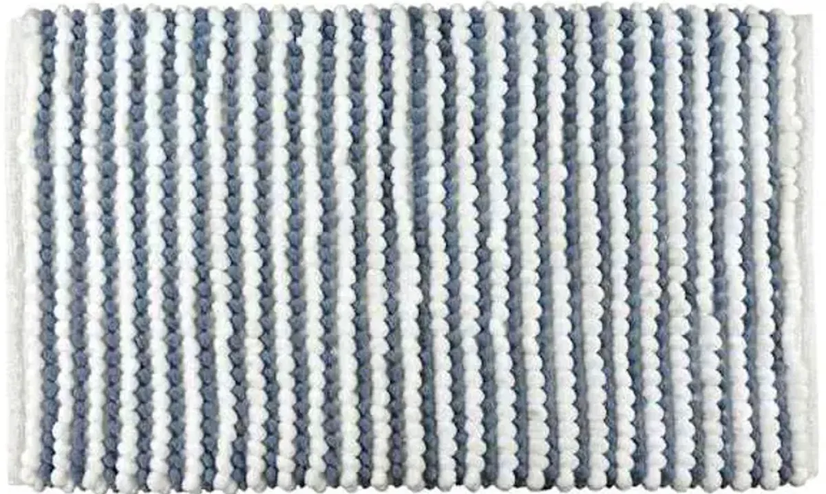 Blue Chenille Loop Cotton Bath Rug, 20x30