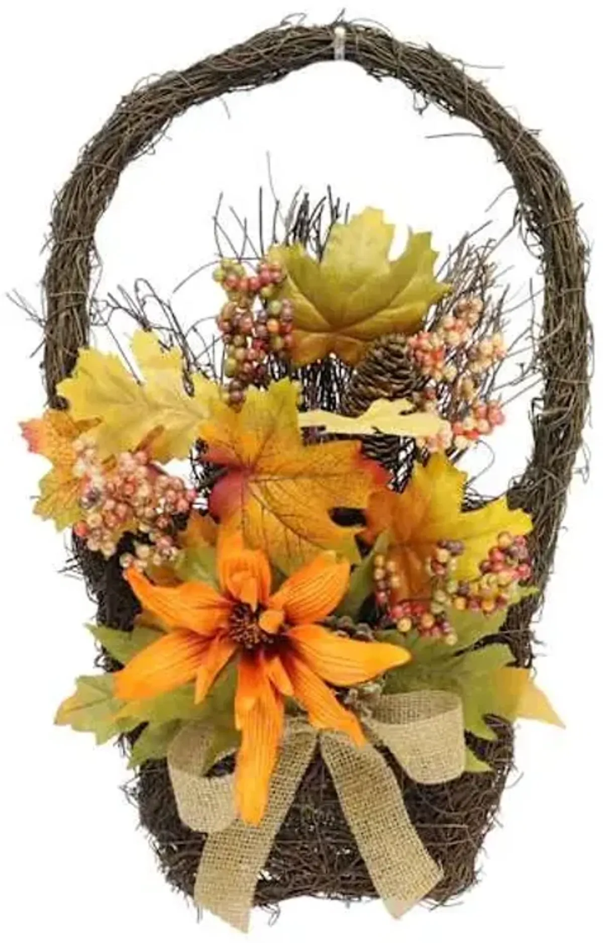 Berries & Mixed Blooms Hanging Wall Basket, 20"