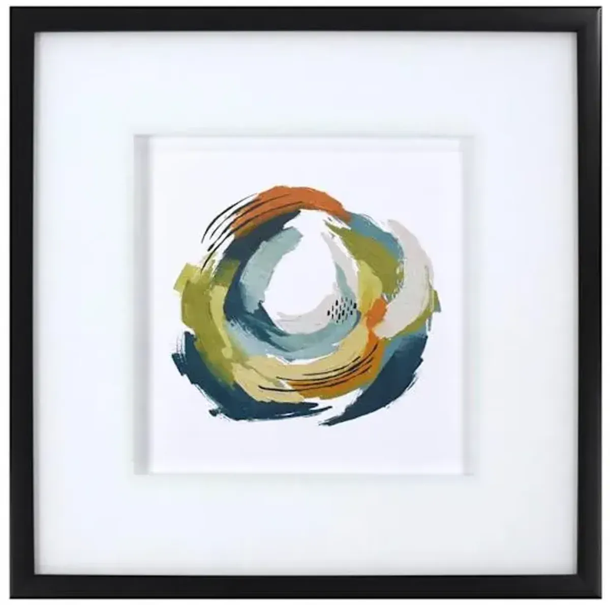 Glass Framed Colorful Abstract Print Wall Art, 17"