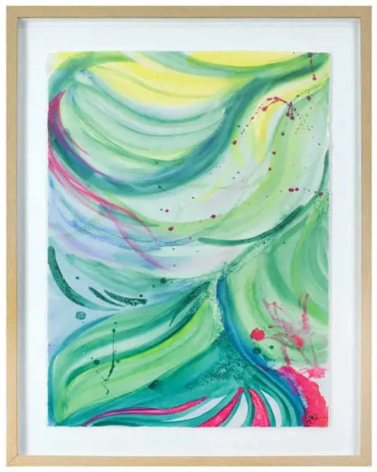 Glass Framed Colorful Abstract Print Wall Art, 23x29