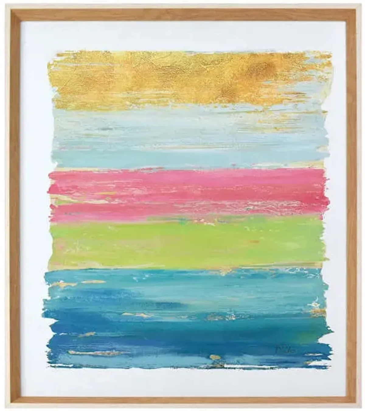 Glass Framed Colorful Abstract Print Wall Art, 25x31