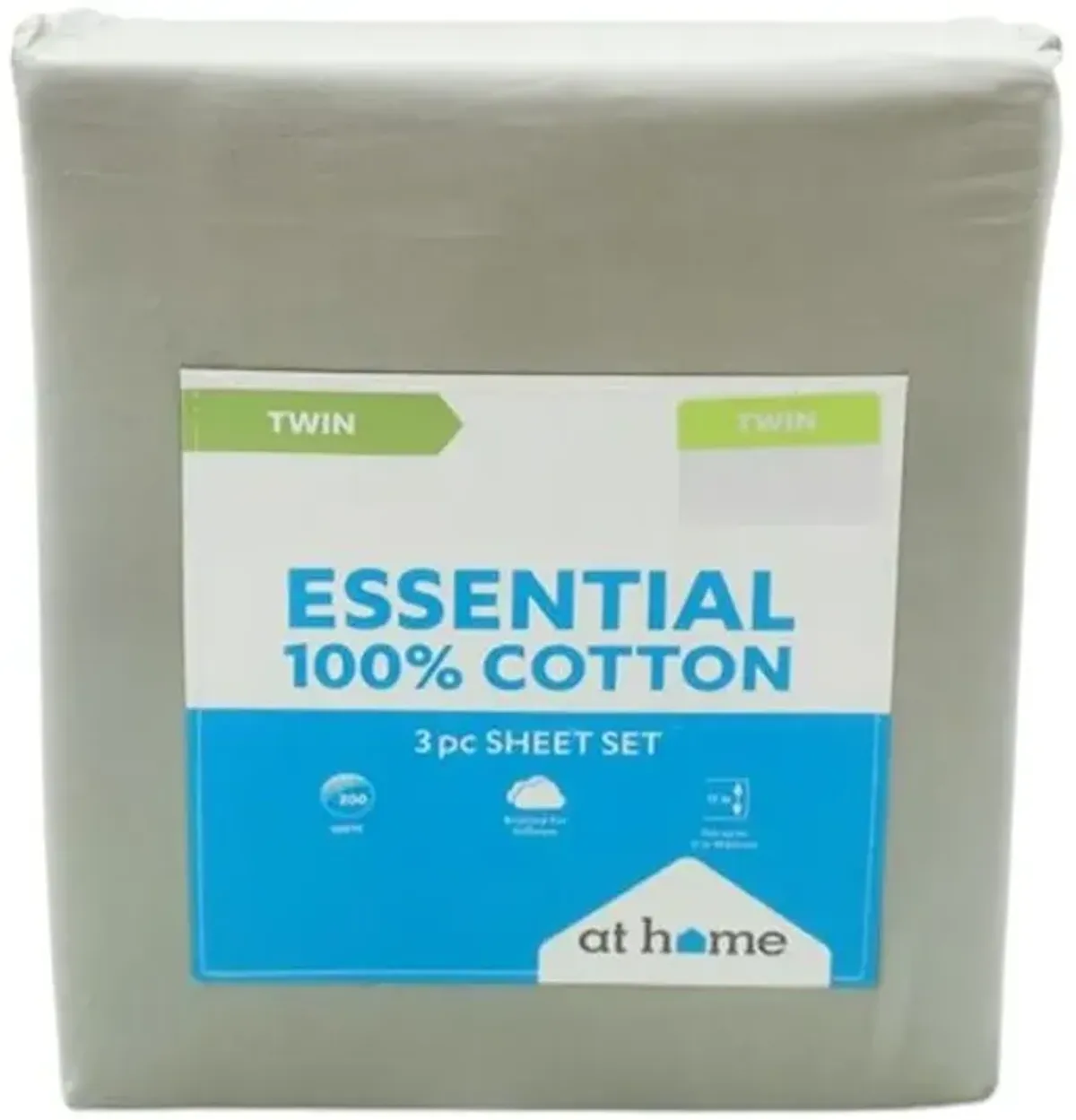 3-Piece Grey 200 Thread Count Brushed Cotton Sheet Set, Twin/Twin XL