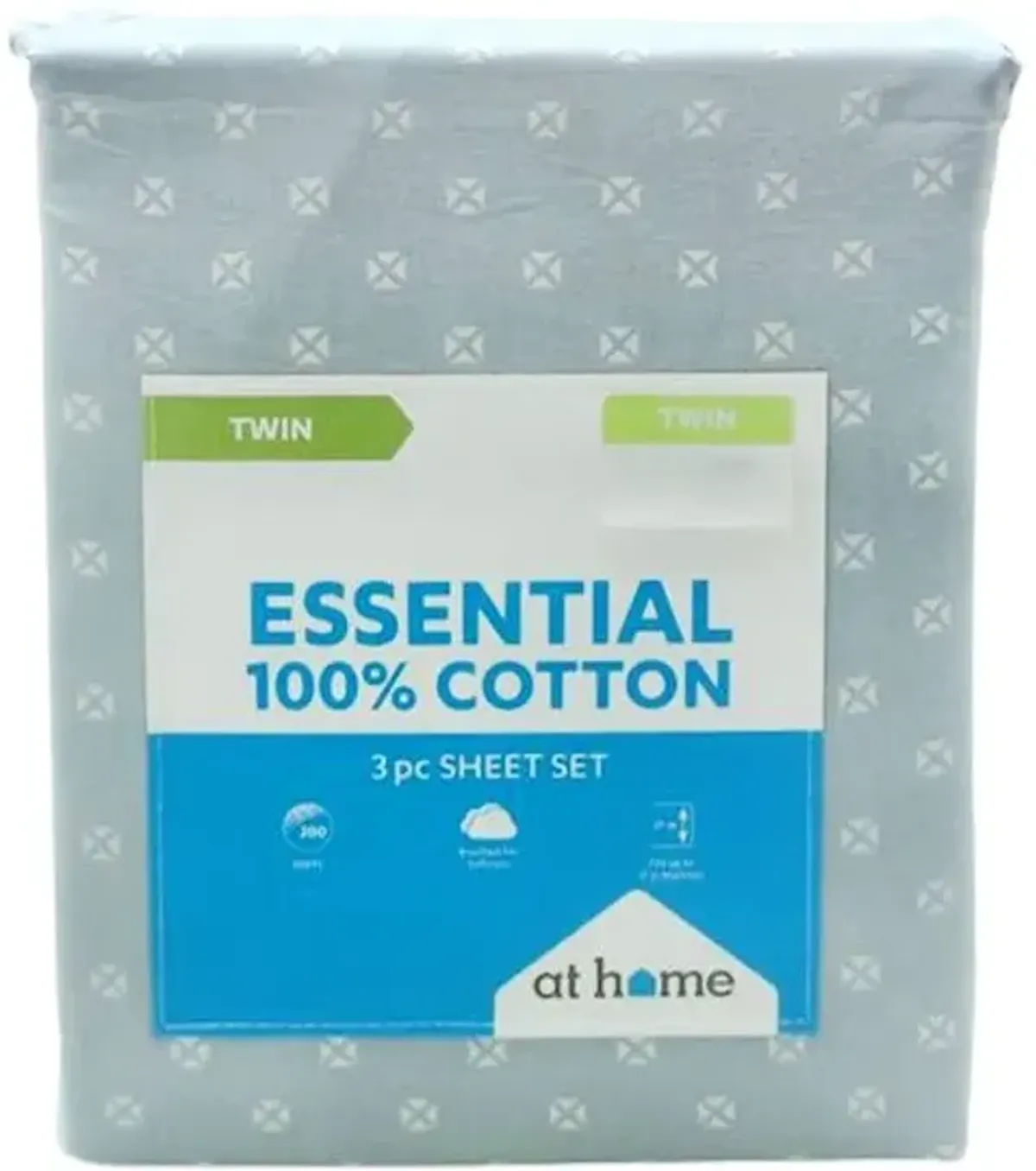 3-Piece Light Blue 200 Thread Count Brushed Cotton Sheet Set, Twin/Twin XL