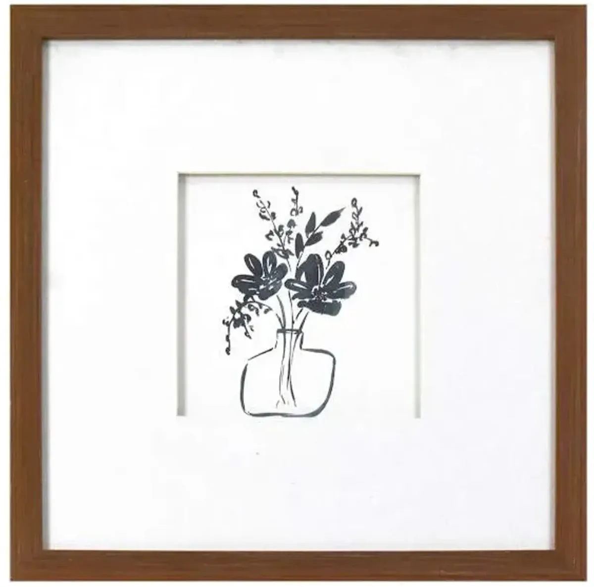Glass Framed Floral Print Wall Art, 13"