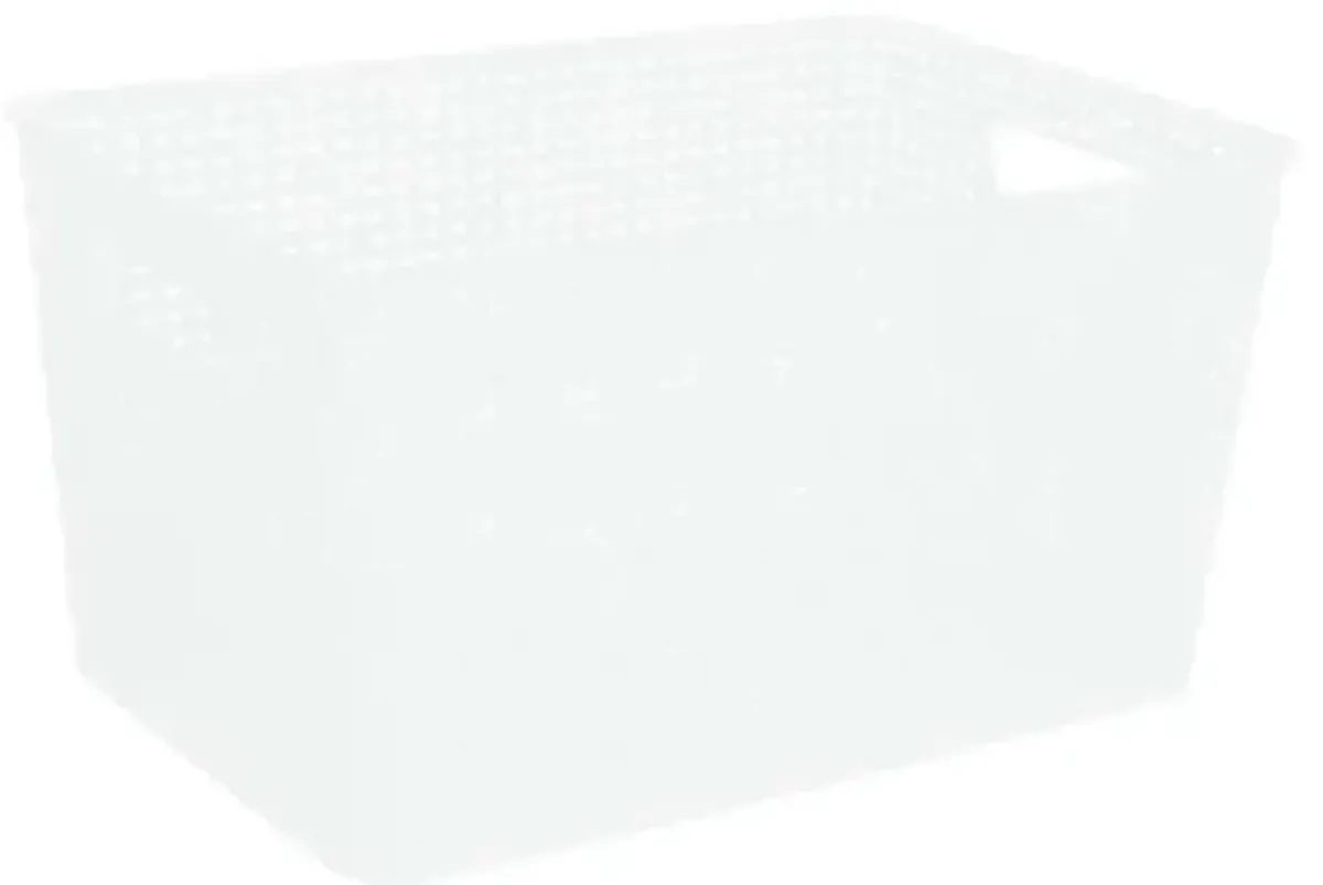 Bright White Rectangle Crossover Weave Storage Basket, Extra Large