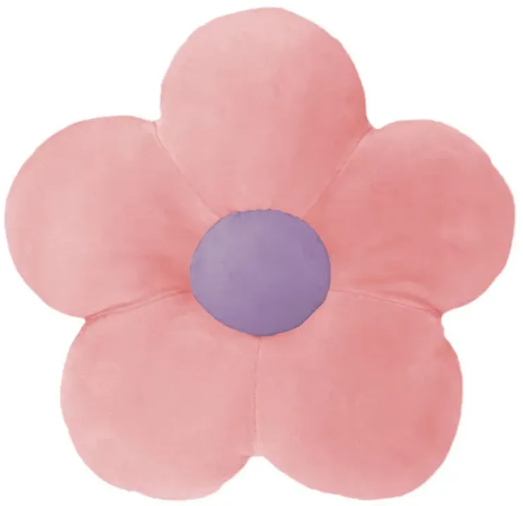Tiny Dreamers Pink Floral Shaped Pillow, 14"