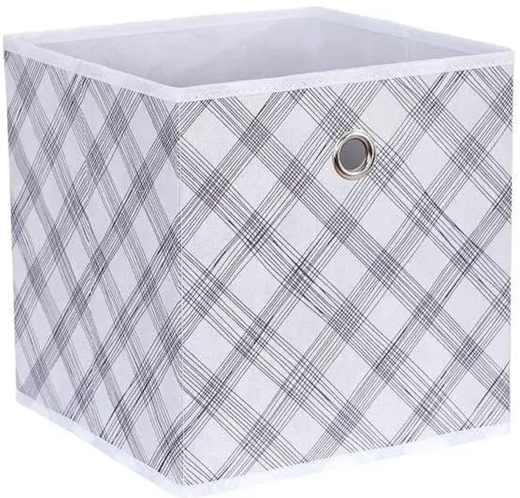 Collapsible Grey Crossover Pattern Fabric Modular Storage Cube