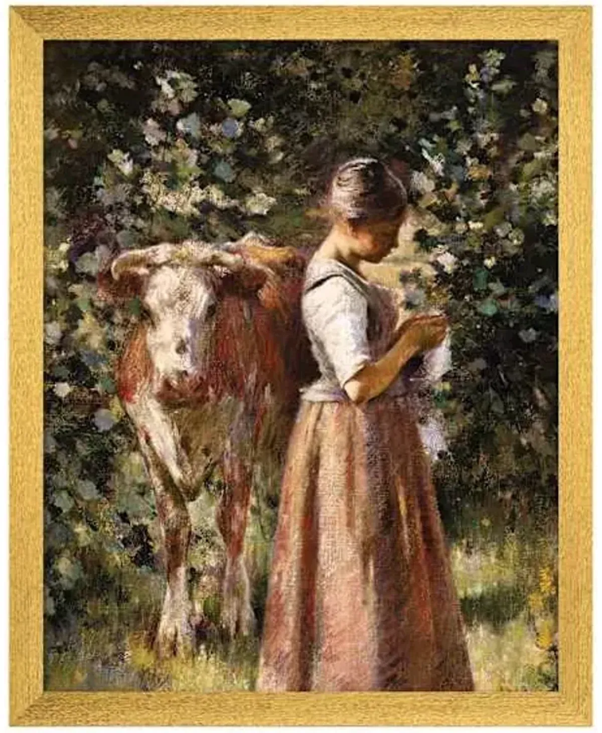 Framed Woman & Cow Wall Art, 8x10